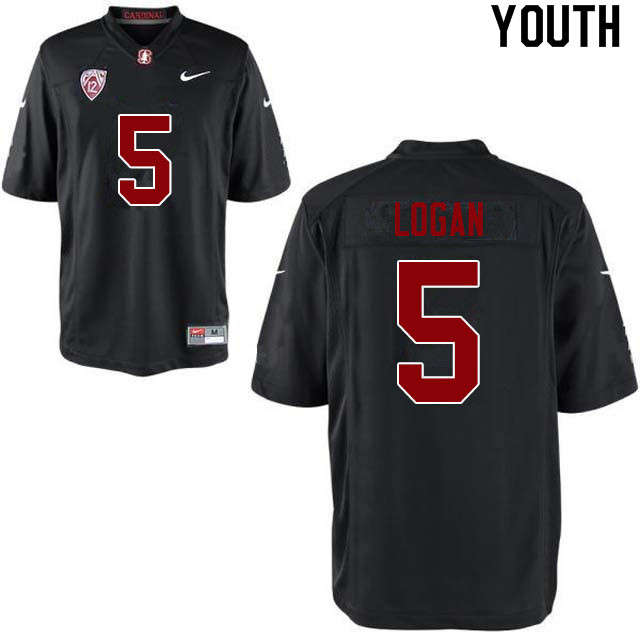 Youth #5 Donjae Logan Stanford Cardinal College Football Jerseys Sale-Black - Click Image to Close
